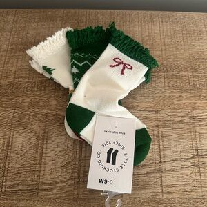 Little Stocking Co. Tree Farm Christmas Knee High Socks | Size 0–6 Months NWT